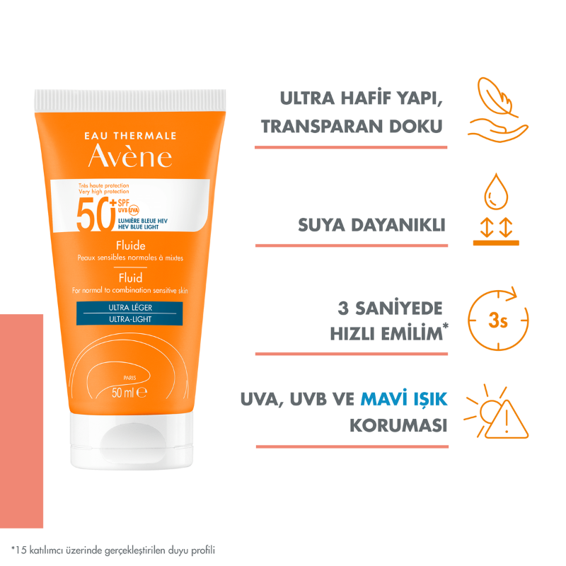 Avene Solaire Fluid Face Sunscreen Spf 50+ 50 ml Güneş Kremi - Farmareyon