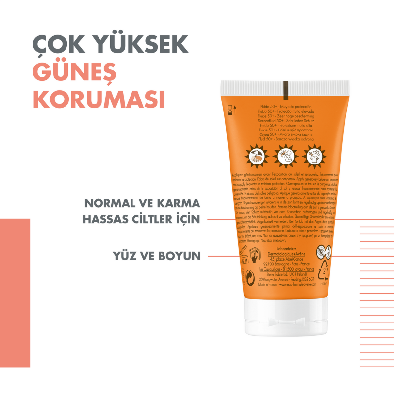 Avene Solaire Fluid Face Sunscreen Spf 50+ 50 ml Güneş Kremi - Farmareyon