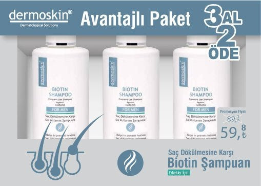 Dermoskin Biotin Şampuan 3 Al 2 Öde Avantaj Paketi ERKEK - Farmareyon