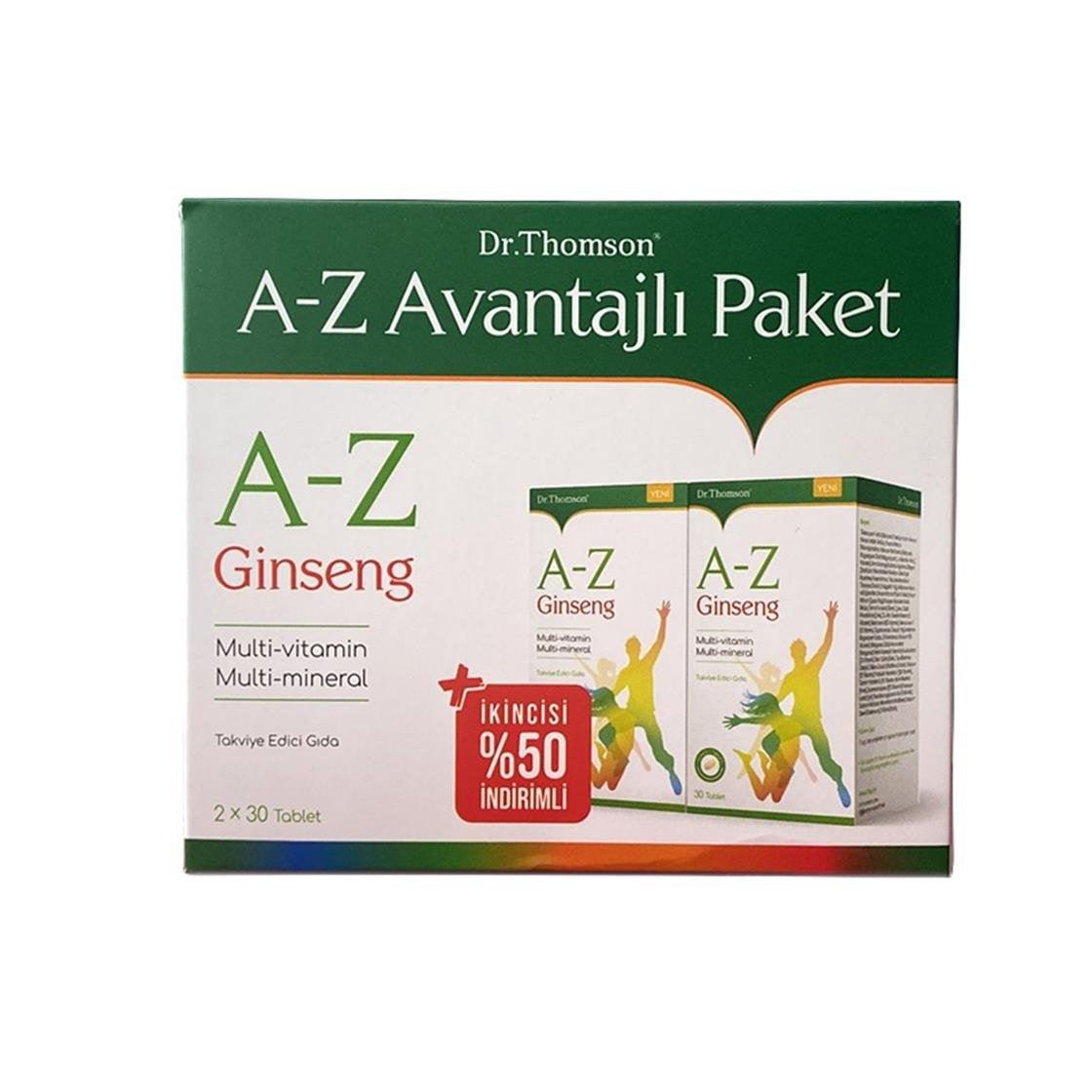 Dr.Thomson A-Z Ginseng Multivitamin İkilli Avantajlı Paket 2x30 Tablet - Farmareyon