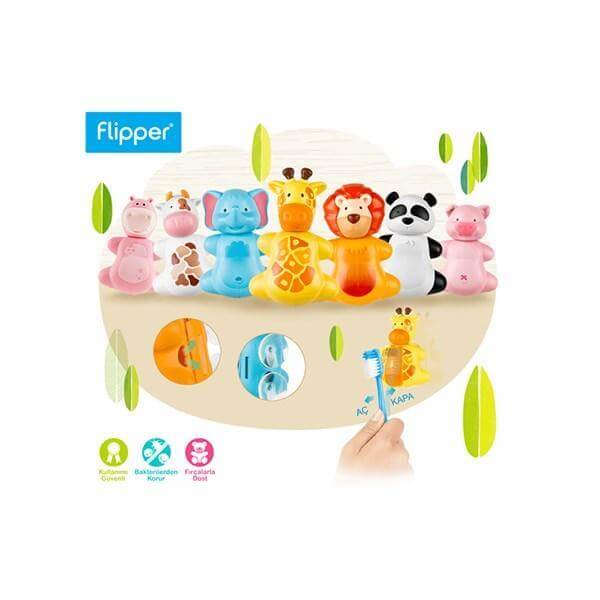 Flipper Animals Hijyenik Saklama Kabı + Çocuk Diş Fırçası Seti - Farmareyon