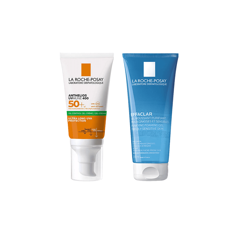 La Roche-Posay Yağlı Ciltler İçin SPF50+ ve Temizleme Jeli Seti - Farmareyon