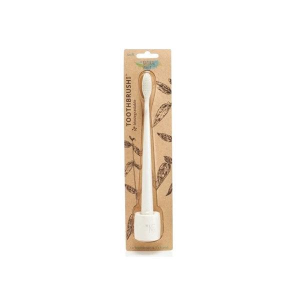 Natural Family Biodegradable Toothbrush &amp; Stand ( İvory Desert ) - Farmareyon