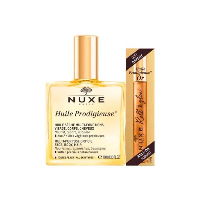 NUXE Huile Prodigieuse SET (Nuxe Huile Prodigieuse Çok Amaçlı Kuru Yağ 100 ml + Işıltılı Roll-on Kuru Yağ 8 ml) - Farmareyon