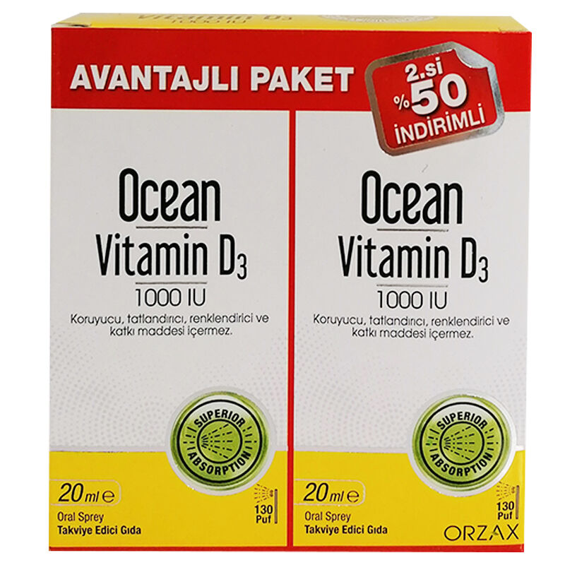 Ocean Vitamin D3 Sprey 1000 IU 2 x 20 ml - Farmareyon