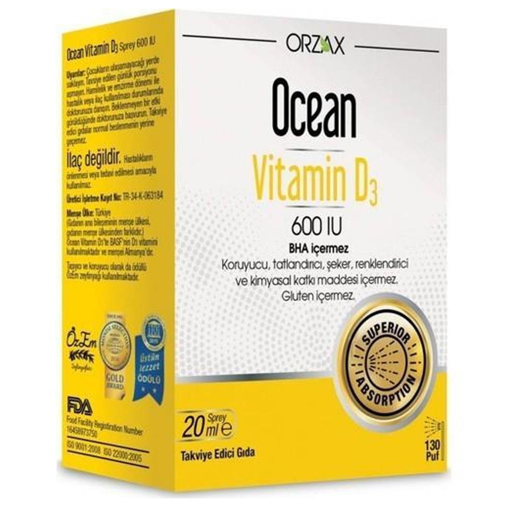 Ocean Vitamin D3 Sprey 600 Uı 20 Ml - Farmareyon