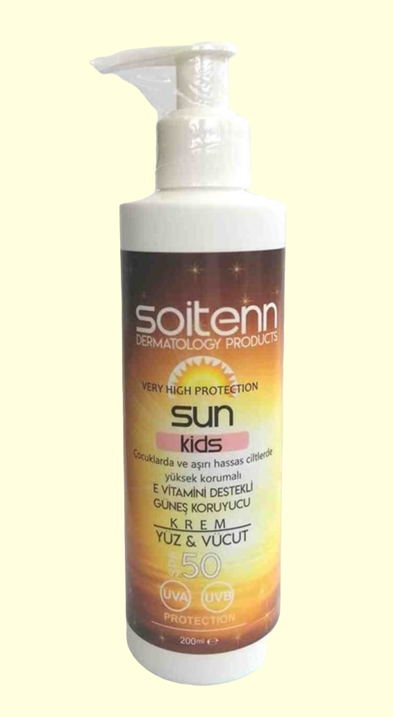 Soitenn Sun Kids SPF 50 200 Ml ( Yüz &amp; Vücut İçin Güneş Koruyucu Krem ) - Farmareyon