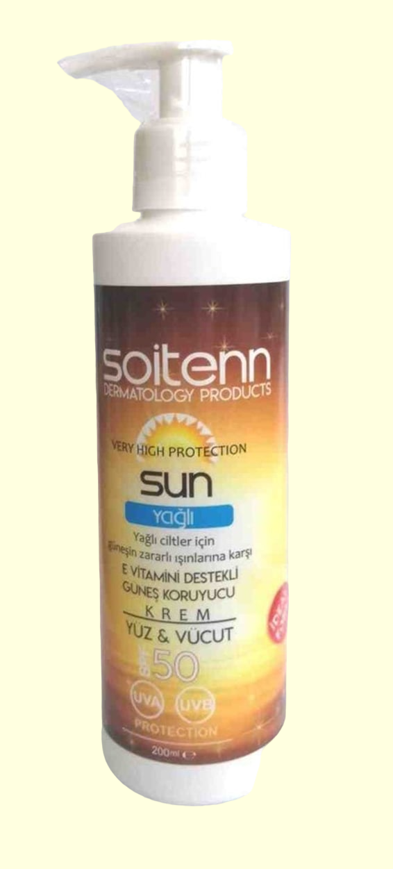 Soitenn Sun Yağlı SPF 50 200 Ml ( Yüz &amp; Vücut İçin Güneş Koruyucu Krem ) - Farmareyon