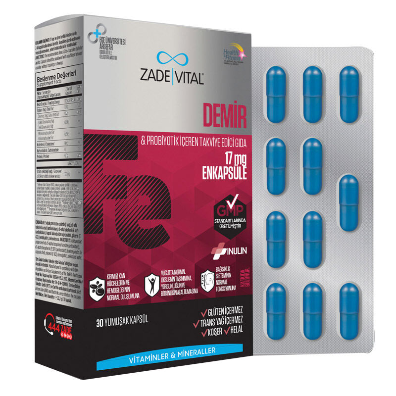 Zade Vital Demir Blister 30 Kapsül - Farmareyon