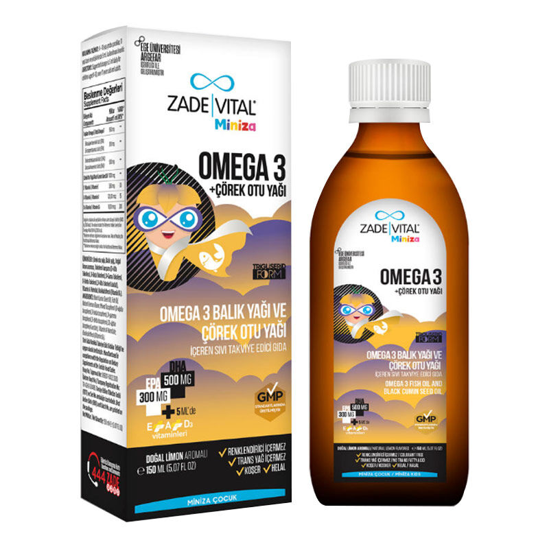 Zade Vital Miniza Omega 3 Ve Çörek Otu Yağı 150ml - Farmareyon