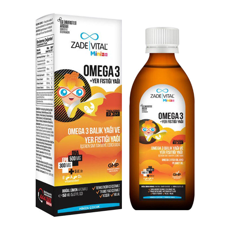 Zade Vital Miniza Omega 3 Ve Yer Fıstığı Yağı 150ml - Farmareyon