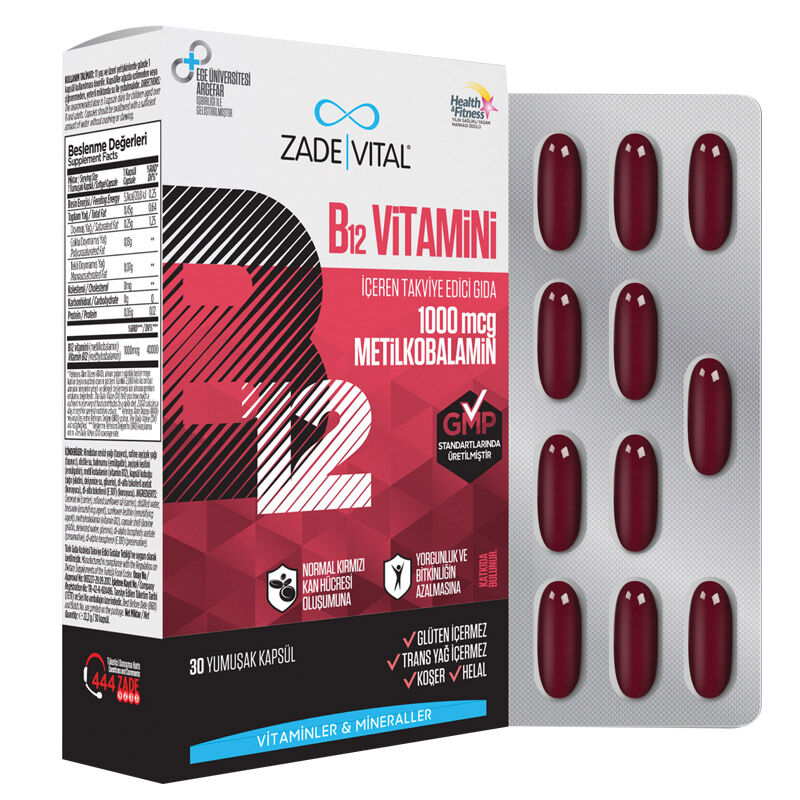 Zade Vital Vitamin B12 30 Yumuşak Kapsül - Farmareyon