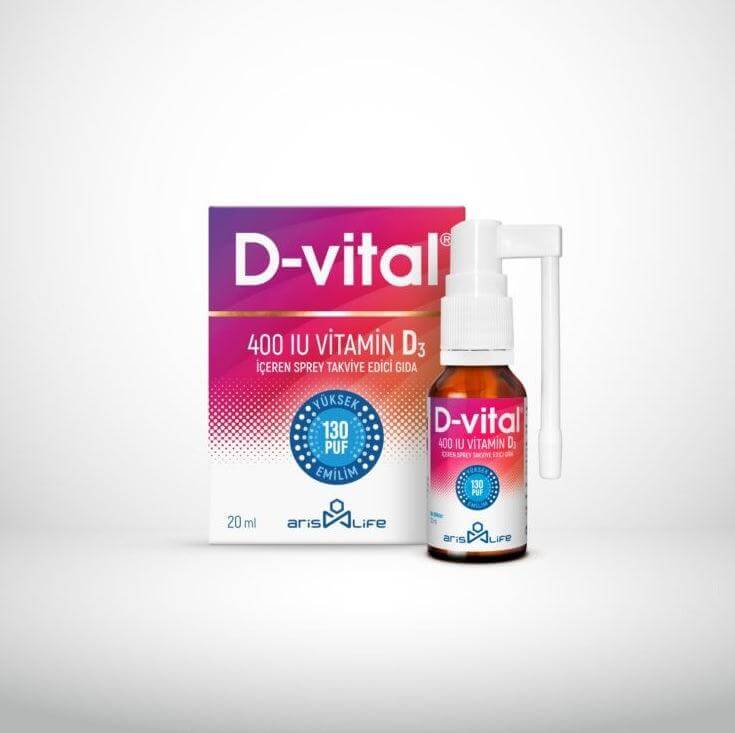 Aris Life D-Vital 400 IU Vitamin D3 İçeren 20 ml Sprey - Farmareyon