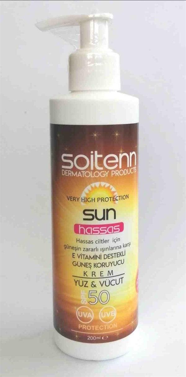 Soitenn Sun Hassas SPF 50 200 Ml ( Yüz &amp; Vücut İçin Güneş Koruyucu Krem ) - Farmareyon