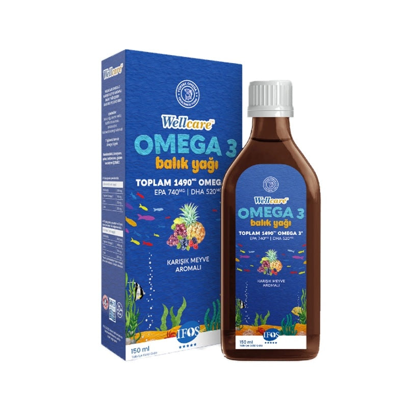 Wellcare Omega 3 Doğal Karışık Meyve Aromalı Balık Yağı 150 ml - Farmareyon