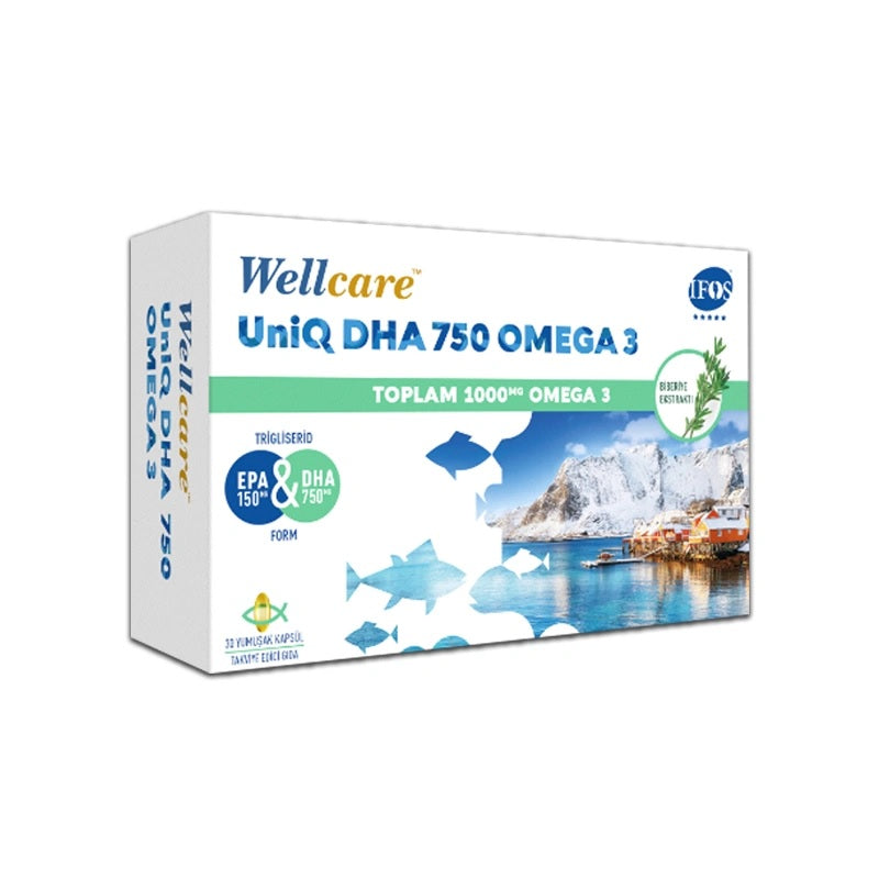 Wellcare UniQ DHA 750 Omega 3 Balık Yağı 30 Kapsül - Farmareyon