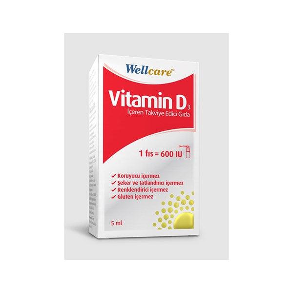 Wellcare Vitamin D3 600 IU 5 ml Sprey - Farmareyon