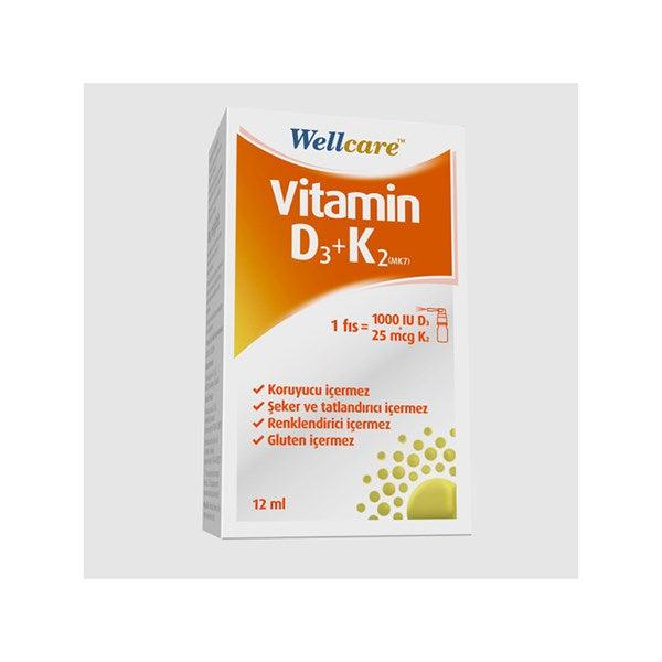 Wellcare Vitamin D3K2 1000 IU Sprey 12 ml - Farmareyon