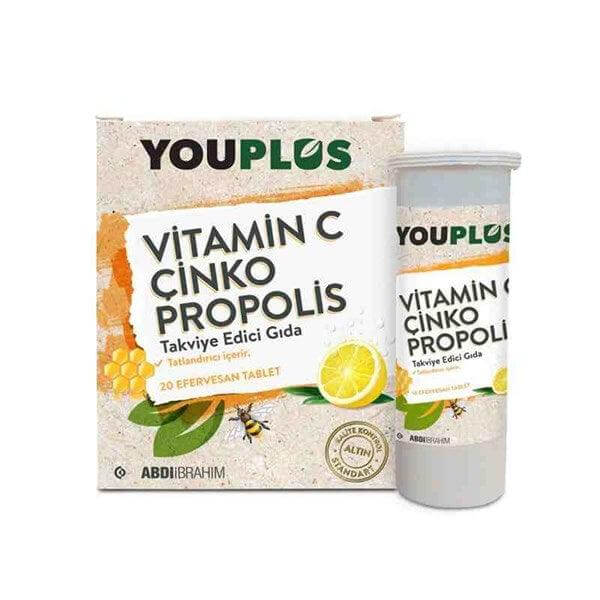 Youplus Vitamin C Çinko Propolis 20 Efervesan Tablet - Farmareyon